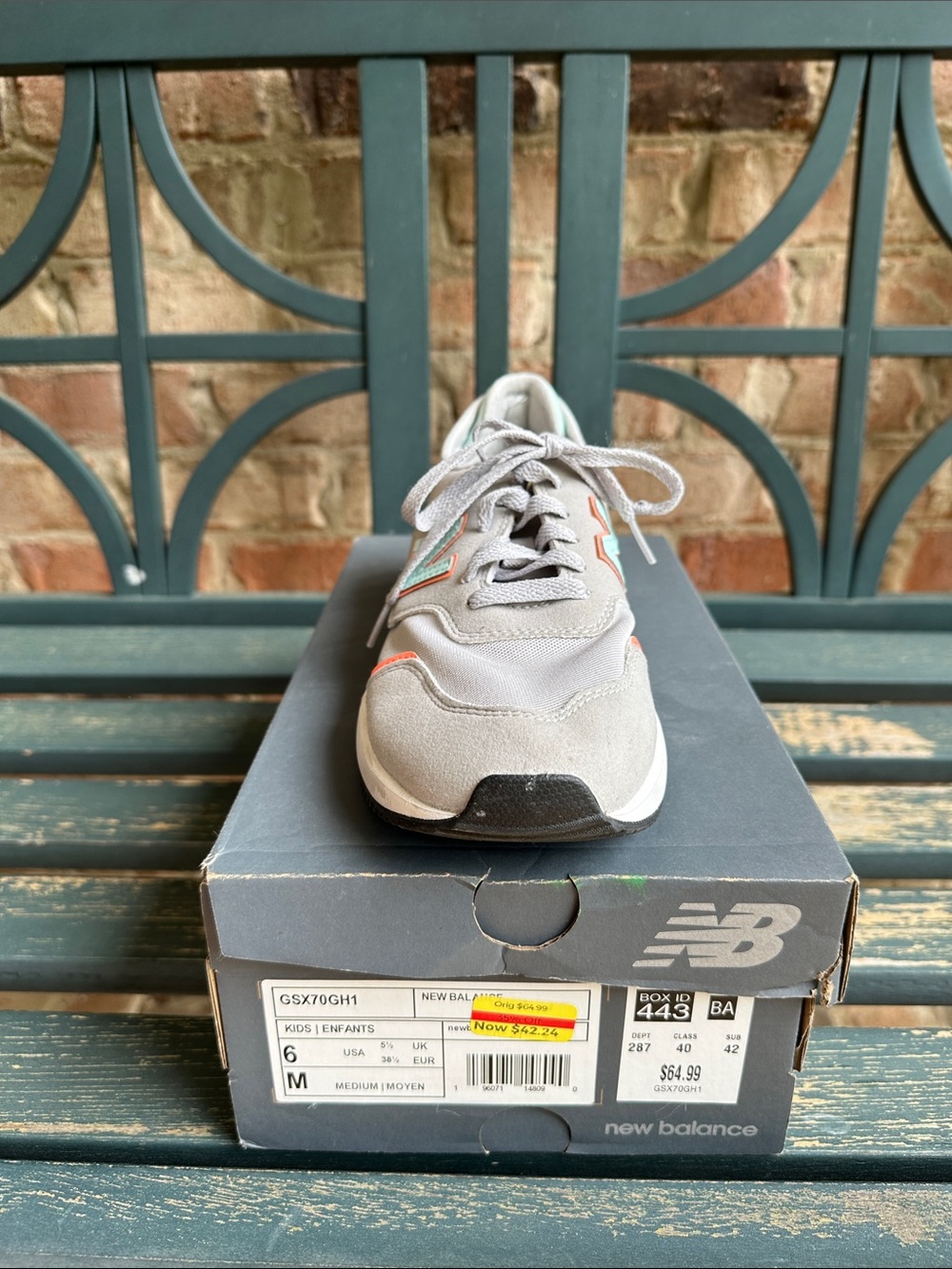New Balance Gray and Orange Casual Lace-Up Sneaker